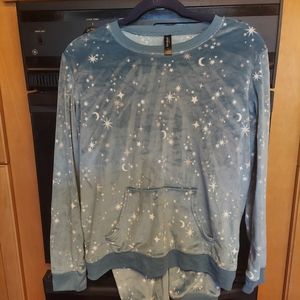 Ambrielle blue soft velour stars top long pants medium